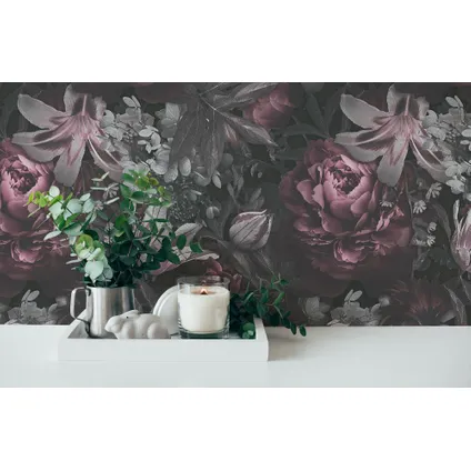 Livingwalls behangpapier bloemmotief grijs, roze, zwart en wit - 53 cm x 10,05 m 3