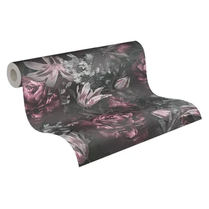 Livingwalls behangpapier bloemmotief grijs, roze, zwart en wit - 53 cm x 10,05 m 8