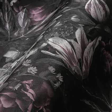 Livingwalls behang bloemmotief grijs, roze, zwart en wit - 53 cm x 10,05 m 9