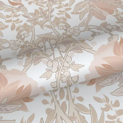 ESTAhome papier peint fleurs vintage de style art nouveau sable beige et terracotta claire 9