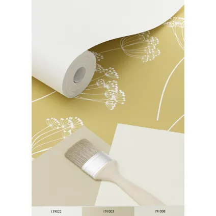 ESTAhome papier peint ombelles jaune ocre et blanc - 0,53 x 10,05 m - 139104 4