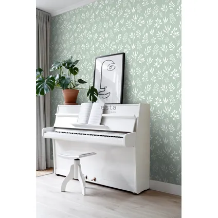 ESTAhome papier peint fleurs au style scandinave vert menthe - 0,53 x 10,05 m - 139085 5