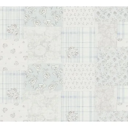 Livingwalls behang bloemmotief lichtblauw, grijs en wit - 53 cm x 10,05 m - AS-390664 3