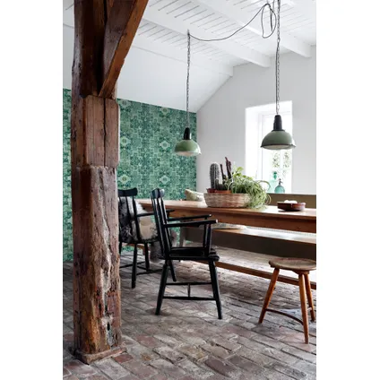 ESTAhome behang oosters kelim tapijt smaragdgroen - 53 cm x 10,05 m - 148659 2