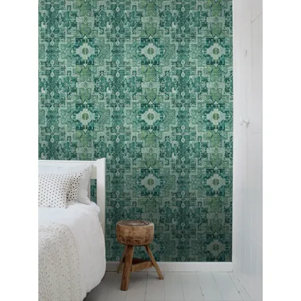 ESTAhome behang oosters kelim tapijt smaragdgroen - 53 cm x 10,05 m - 148659 3