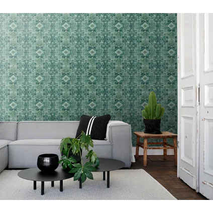 ESTAhome behang oosters kelim tapijt smaragdgroen - 53 cm x 10,05 m - 148659 4
