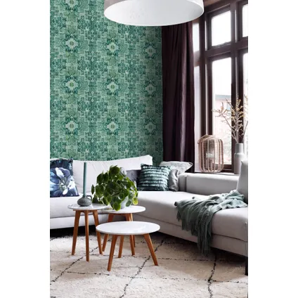 ESTAhome behang oosters kelim tapijt smaragdgroen - 53 cm x 10,05 m - 148659 5