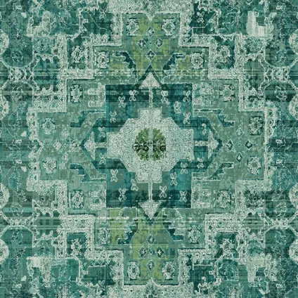 ESTAhome behang oosters kelim tapijt smaragdgroen - 53 cm x 10,05 m - 148659 8