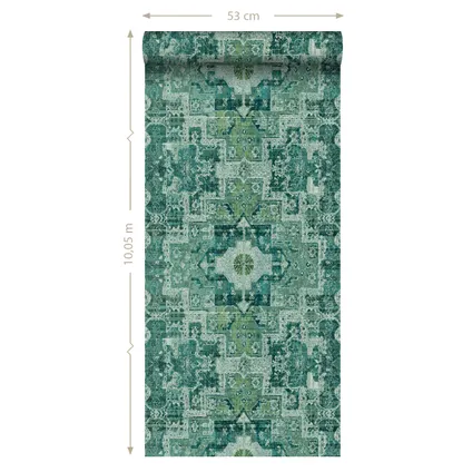 ESTAhome behang oosters kelim tapijt smaragdgroen - 53 cm x 10,05 m - 148659 9