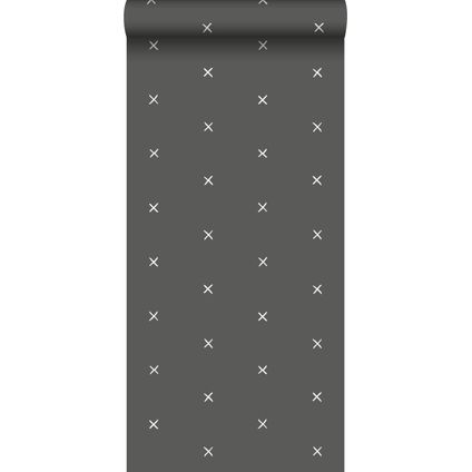 ESTAhome behang grafisch motief vergrijsd zwart - 0,53 x 10,05 m - 139070
