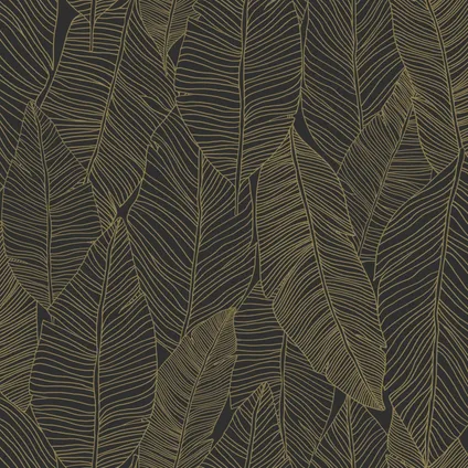 ESTAhome behang getekende bladeren zwart en goud - 0,53 x 10,05 m - 139126 8