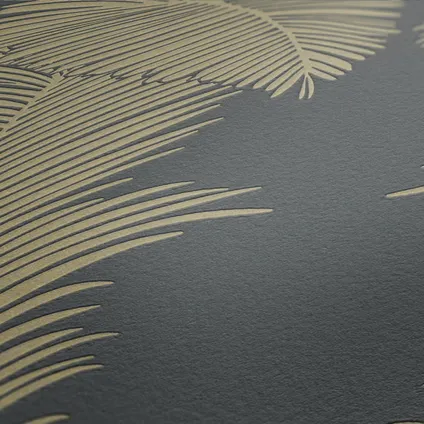 A.S. Création behang palmbladeren goud, grijs en glanzend wit - 53 cm x 10,05 m 3