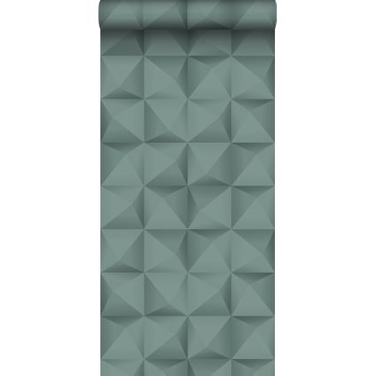Origin Wallcoverings eco-texture vliesbehang 3D-motief petrolblauw - 50 x 900 cm