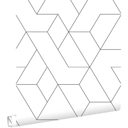 ESTAhome behang grafische lijnen zwart wit - 0.53 x 10.05 m - 139951