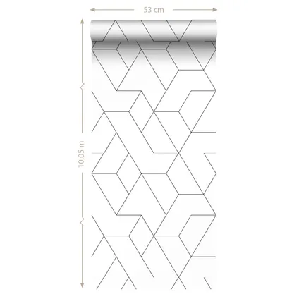 ESTAhome behang grafische lijnen zwart wit - 0.53 x 10.05 m - 139951 9