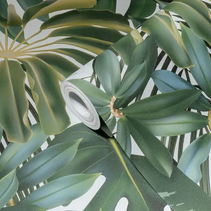 Livingwalls behang jungle-motief groen, wit en blauw - 53 cm x 10,05 m - AS-387201 2