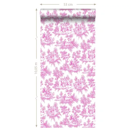 ESTAhome behang toile de jouy print roze - 53 cm x 10,05 m - 136819 8
