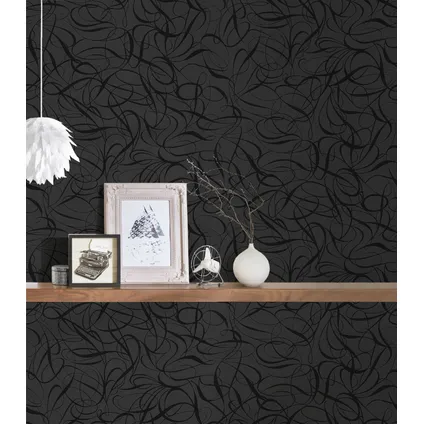 Livingwalls behang grafisch motief zwart - 53 cm x 10,05 m - AS-132062 3