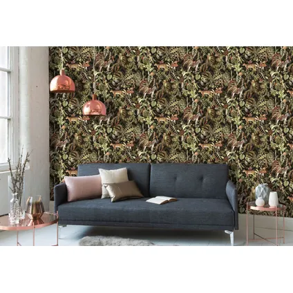 Livingwalls behang jungle-motief groen, zwart en bruin - 53 cm x 10,05 m - AS-379901 6