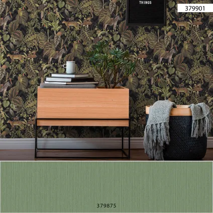 Livingwalls behang jungle-motief groen, zwart en bruin - 53 cm x 10,05 m - AS-379901 8