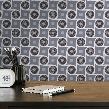 Livingwalls behang grafisch motief grijs, wit en zwart - 53 cm x 10,05 m - AS-390604