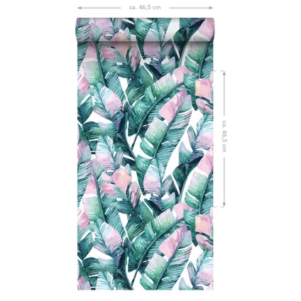 ESTAhome XXL behang bananenbladeren turquoise en roze - 50 x 900 cm - 158896 7