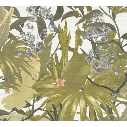 Livingwalls behang jungle-motief groen, wit en grijs - 53 cm x 10,05 m - AS-385224 2