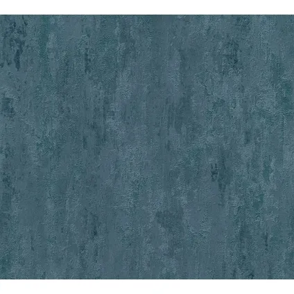 A.S. Création behang geschilderd effect blauw en glanzend wit - 53 cm x 10,05 m 2