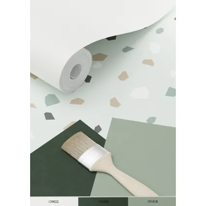 ESTAhome behang terrazzo mintgroen, wit en grijs - 0,53 x 10,05 m - 139036 3