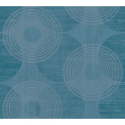 A.S. Création behang stip blauw - 53 cm x 10,05 m - AS-378325