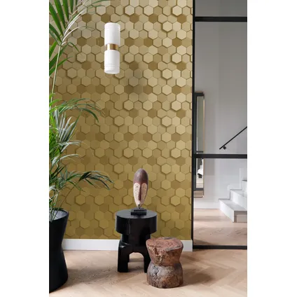 Origin Wallcoverings eco-texture vliesbehang 3d hexagon motief goud - 0.53 x 10.05 m 2