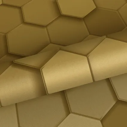 Origin Wallcoverings eco-texture vliesbehang 3d hexagon motief goud - 0.53 x 10.05 m 8
