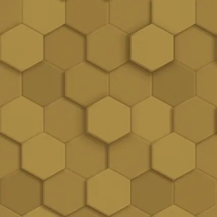 Origin Wallcoverings eco-texture vliesbehang 3d hexagon motief goud - 0.53 x 10.05 m 9