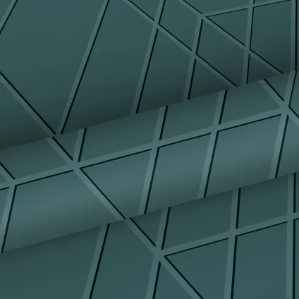 ESTAhome behangpapier grafisch 3D motief vergrijsd petrolgroen - 50 x 900 cm - 139603 6