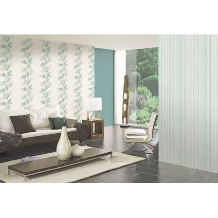 A.S. Création behang bloemmotief wit, groen, grijs en blauw - 53 cm x 10,05 m 3