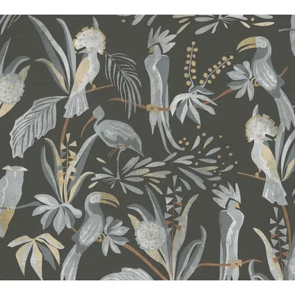 Livingwalls behangpapier vogel zwart, grijs, beige en oranje - 53 cm x 10,05 m 6