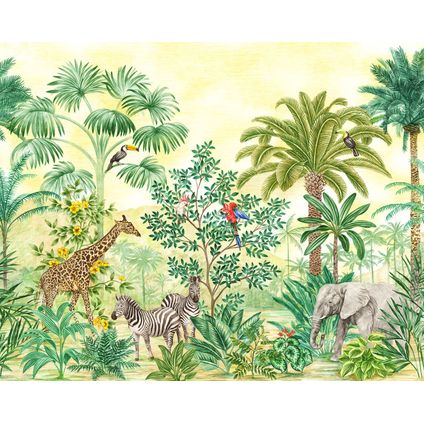 Sanders & Sanders fotobehangpapier jungle met dieren groen - 350 x 280 cm - 612143