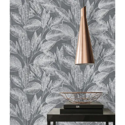 A.S. Création behang bloemmotief zwart, zilver en grijs - 53 cm x 10,05 m - AS-378364 3