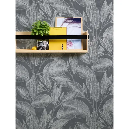 A.S. Création behang bloemmotief zwart, zilver en grijs - 53 cm x 10,05 m - AS-378364 5