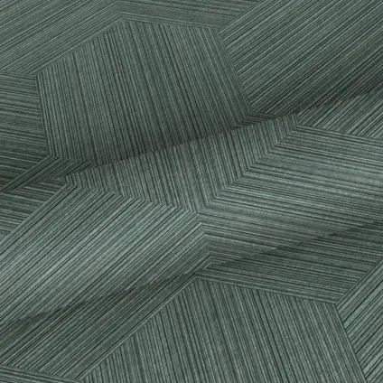 Origin Wallcoverings eco-texture vliesbehangpapier grafisch 3D motief vergrijsd groen 7