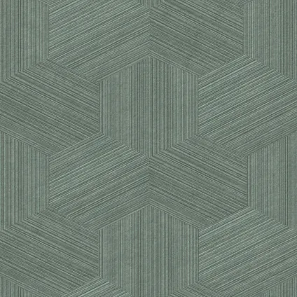 Origin Wallcoverings eco-texture vliesbehangpapier grafisch 3D motief vergrijsd groen 8