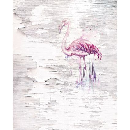 Sanders & Sanders fotobehang flamingo's roze en gebroken wit - 200 x 250 cm - 611886