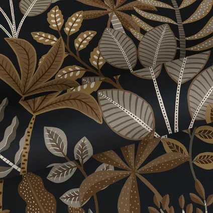 ESTAhome behang bladeren zwart, bruin en beige - 50 x 900 cm - 139682 8