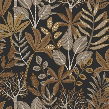 ESTAhome behang bladeren zwart, bruin en beige - 50 x 900 cm - 139682 9