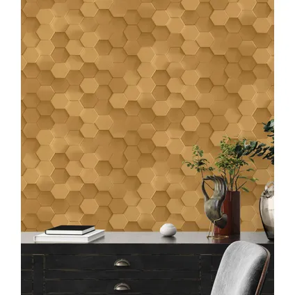 Livingwalls behang 3D-motief goud - 53 cm x 10,05 m - AS-387232 3