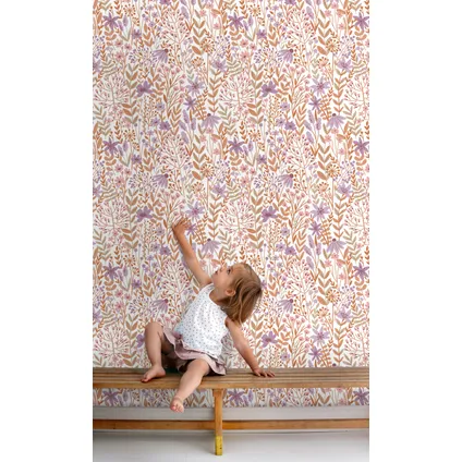 ESTAhome behang veldbloemen lila paars en terracotta - 0.53 x 10.05 m - 139672 6
