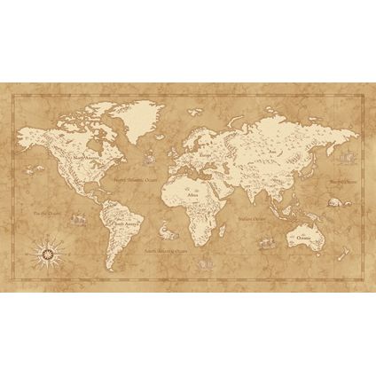 Sanders & Sanders papier peint panoramique carte du monde vintage beige - 500 x 280 cm - 612128