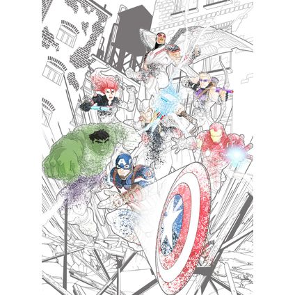 Sanders & Sanders fotobehangpapier the avengers multicolor op wit - 200 x 280 cm