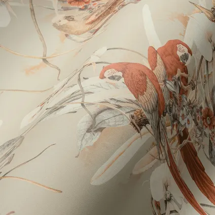 Livingwalls behangpapier vogel oranje, beige en wit - 53 cm x 10,05 m - AS-387252 6