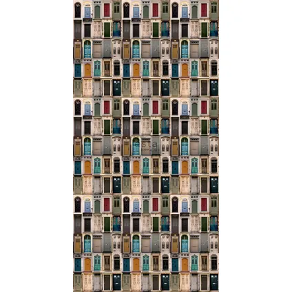 ESTAhome XXL behang vintage deuren beige, blauw, rood en groen - 50 x 900 cm - 158504 3